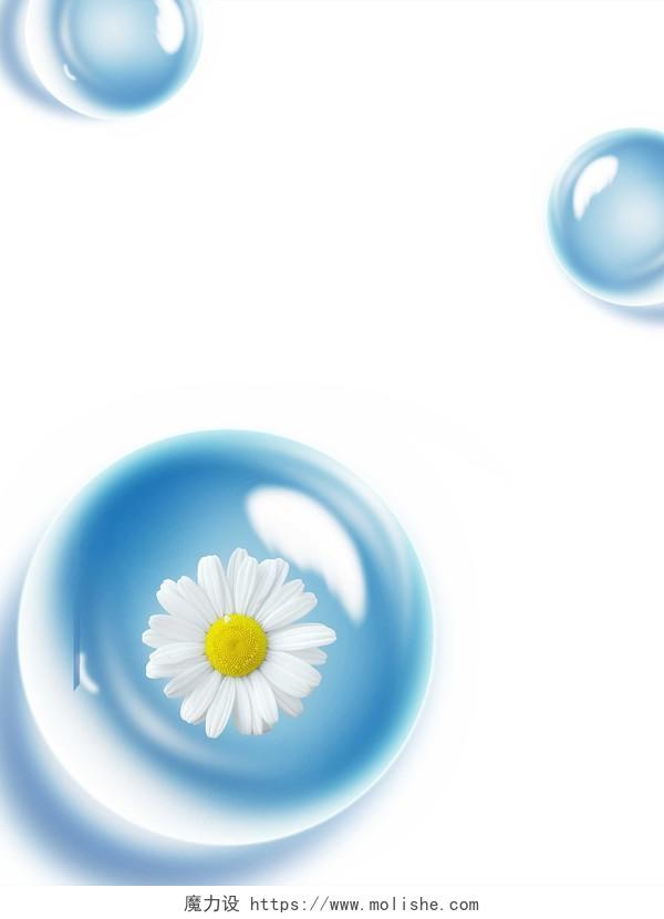 蓝色水滴元素水珠露珠花朵PNG素材